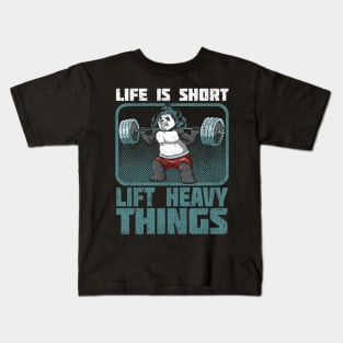 Panda Bodybuilding Workout Lift Heavy Things Kids T-Shirt